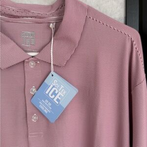 MEN'S SOLTEK ICE MINI-STRIPE POLO. MELANGE RED & WHITE. 900837M Size XL NWT